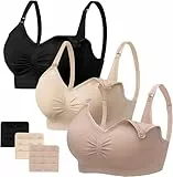 HBselect 3 Pcs Schwangerschafts Still BH Nahtloser Still-BH mit zusätzlichen BH-Verlängerungen Stillen und Schlaf Ohne Bügel für Damen