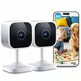 Outinput 2K Plug-in Überwachungskamera Innen, WLAN Indoor Kamera mit Nachtsicht, Hundekamera mit App, Bewegung&Geräusch-Erkennung, 2-Wege-Audio, Sirene, SD&Cloud-Speicher, für Baby&Haustiere, 2 Stück