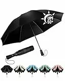 Chakipee Regenschirm Groß Sturmfest Kompakter Reise für Damen und Herren– Automatik Auf und Zu Taschenschirm Tragbarer UV-Schirm, Taschenschirme Schwarz 210T Beschichtung 106 cm Spannweite 8 Rippen