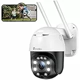 Ctronics 5X Optischer Zoom Überwachungskamera Aussen WLAN, PTZ Dome WiFi IP Kamera Outdoor mit Mensch Bewegungsmelder, Automatische Verfolgung, 30m Nachtsicht in Farbe, 2-Wege-Audio, IP66 Wasserdicht