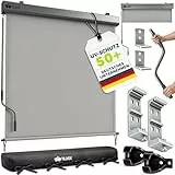 tillvex® Senkrechtmarkise 200 x 250 cm für Außen- und Innenbereich mit Regencover | Außenrollo wasserfest mit Handkurbel für Balkon, Terrasse & Garten | Balkonrollo Sonnenschutz Sichtschutz Aluminium