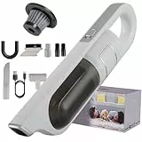 Akku-Autostaubsauger mit hoher Leistung, Upgrade 15000 Pa 2-Gang Handstaubsauger 4-in-1-Mini Kabellos Nass & Trockensauger mit Metal Filter, Tragbarer Staubsauger für Auto,Haus,Tierhaare,Weiß