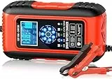 10A Autobatterie Ladegerät, 12V/24V Smart vollautomatische KFZ Batterieladegerät, LCD Display Temperaturkompensation Intelligentes Ladegerät für Auto, Motorrad, LKW, Rasenmäher, Rasenmäher oder Boot