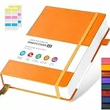 FOCUS DAY Notizbuch A5 Liniert, Tagebuch für Erwachsene, Hardcover 320 Seiten Dickes Journal Notizblock für Reisen, Arbeit, Schreiben, Lernen, 14 x 21 cm, Kunstleder, Orange Gelb