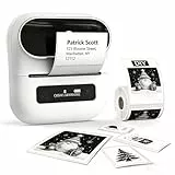 Phomemo M220 Etikettendrucker Bluetooth, Tragbarer Etikettiergerät Bluetooth Thermo Label Printer für Barcode,Einzelhandel,kleine Unternehmen,mit Telefonen & PC-System Weiß