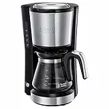 Russell Hobbs Kaffeemaschine Klein [Brausekopf für optimale Extraktion&Aroma] Compact (1 bis 5 Tassen, 0,6l Glaskanne, inkl Permanentfilter, Warmhalteplatte) kompakte Filterkaffeemaschine 24210-56