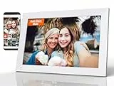 Cytem Digitaler Bilderrahmen 10.1 Zoll mit WLAN & Frameo, Anti-Glare Matt, 32GB Speicher, Bewegungssensor, für USB-Stick +SD-Karte, automatische Bilddehung, IPS-Touchscreen 1280x800, Weiß