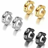 Flongo Ohrklemme kein Loch ohne Loch Ohrstecker, 6pcs Ohrringe Ohrclip Non Piercing Fake Ohrpiercing Helix Cartilage Knorpel Piercing Silber Schwarz Gold für Herren, Damen aus Edelstahl
