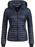 Navahoo Damen Damen leichte Übergangsjacke Steppjacke mit Kapuze Kimuk Navy Gr. S