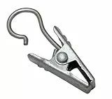 GARDINIA Clipshaken für Gardinenringe und Vitragestangen, Gardinenhaken mit Klammer, 10 Stück, Metall, Silber-matt
