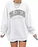 GeGekoko Damen übergroße Sweatshirt Los Angeles Vintage Oversized Langarmshirt Rundhals Pullover Casual Oberteile Tops