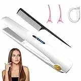 LOUIKAY Kabelloser Haarglätter 2 in 1 Lockenwickler, Mini Glätteisen Wiederaufladbares USB Glätteisen, Negative Ionen Mini Reiseglätter mit 3 Temperaturen 160/180/200℃ für kurzes & langes Haar (Weiß)