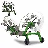 JAMARA 412411 Schwader Twin Roto für Fendt 1050 - Rotierende Zinken während des Fahrbetriebs, Ferngesteuerte Hochklappbare Auslegerarme, Anhängerkupplung vorne