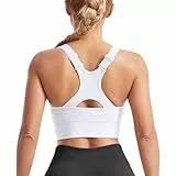 Atxnn Damen Sport BH Einstellbarer Breiten Schultergurt Yoga Bra Gepolstert ohne Buegel für Fitness Lauf Joggen Push up Bustier Racerback Nahtlose, Weiss XXL