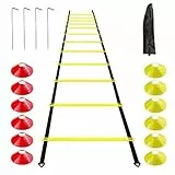 Frevoitna Fußball Trainingszubehör Koordinationsleiter Trainingsleiter, Koordinationsleitern mit 12 Hütchen 4 Pfählen fußball Trainingsset Equipment Zubehör Fußballtraining