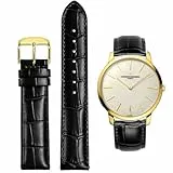 FOUUA Uhrenarmbänder Band Echtes Leder Armband Alligator Geprägte Ersatzarmbänder Armband,Schwarzes Gold,20mm