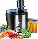 Entsafter，Familien-Entsafter 400W - Elektrische Saftpresse mit XXL 65mm Öffnung, 500ml Behälter & 2 Geschwindigkeiten, Testsieger Zentrifugal-Entsafter Silber