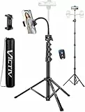Victiv 197cm Hoch Handy Stativ, Flexibel Overhead Smartphone Stativ, mit 25cm Verstellbarer Schwanenhals, Fernauslöser für Selfies, Aluminium Kamera Phone Tripod für Sony DSLR & iPhone16 15 14 Pro Max