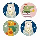 MC-Trend 4er Set Handwärmer Taschenwärmer wiederverwendbar Tiere Kinder Wichtelgeschenk Adventskalender Weihnachten knicken Hosentasche Geschenk Wärmepad knickpads thermopad (4er Set Winter Tiere)