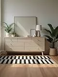 Hanse Home Wollteppich Donna - Natur Wohnzimmerteppich - Handgewebt & Natürlich - Streifen Design Wolle Modern für Wohnzimmer, Schlafzimmer, Esszimmer, Flur - Schwarz Natur Weiß, 80x150cm