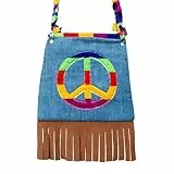 Boland 44519 - Handtasche Peace, Umhängetasche, Hippie, Flower Power, Accessoire, 60er Jahre, Motto Party, Karneval