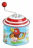 Lena 52761 Musikdrehdose Kleine Enten, Musikdose ca. 10,5 x 7,5 cm, Blechdrehdose mit Melodie, Drehdose aus Metall, Drehorgel für Kinder ab 18 Monaten, Motiv Entchen, Orgel, Spieluhr, Bunt