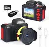YunLone Kinderkamera 12MP Kinderkamera 1080P HD Kamera mit SD-Karte 32G, Selfie, 360° drehbares Objektiv, Mini Reflex Spielzeugkamera, Geschenk für 3-8 weibliche Männchen