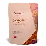 edubily® Kollagen Shine Drink - Beauty-Drink mit Kollagen Hydrolysat aus Weidehaltung, Hyaluronsäure, Vitamin E, Q10 & Biotin (450 g, Himbeere)