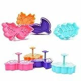 ElecMotive 4 teiliges Blätter Cookie Cutters Plätzchenformen Backformen Fondant Keks Ausstechformen Set mit Auswerfer
