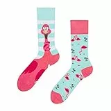 Dedoles Socken Unisex Damen Herren & Kinder Baumwolle viele lustige Designs 1 Paar Geschenk links rechts verschieden, Farbe Blau, Motiv Verwickelter Flamingo, Gr. 39-42