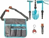 Happy People GARDENA Gürteltasche 7-teilig – Gartenset für Kinder ab 3 Jahren mit Schaufel, Rechen, Hacke, Handgriff, Schlüsselanhänger & Gartenbroschüre – GARDENA for little gardeners