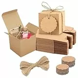 50 Stk Geschenkboxen Kraftpapier Set, Karton Schachteln, Karton Schachteln 7 x 7 x 7 cm, Braun Pappschachteln mit Deckel, Geschenkbox Quadratisch für Geschenke, Geburtstag, Party