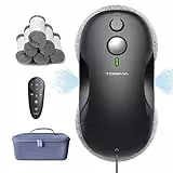 Tosima W3 fensterputzroboter Automatisches Sprühfunktion mit 80ML Tank, dreifachem Sicherheitssystem,fensterroboter Intelligenter Navigation, Fernbedienung, für alle Glatten Oberflächen,mit 12 Tüche