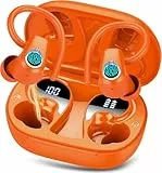 Bluetooth Kopfhörer Sport, Kopfhörer Kabellos Bluetooth 5.3 Mit ENC Mic, 50std Hifi Stereo Tiefer Bass Ohrhörer Mit Led-Anzeige, Ip7 Wasserdicht Wireless Earbuds Mit Ohrhaken Für Sport,Usb-C,Orange