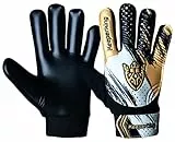 Keeperking Torwarthandschuhe Kinder Clawxen, Jungen und Mädchen, Junior Fußballhandschuhe Fußball Spielerhandschuhe für Jungen tormannhandschuhe Große 3-7 (C3 Gold-Schwarz, Größe 5 (9-12 Jahre))