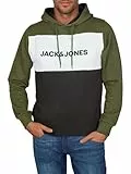 JACK & JONES Hoodie Herren mit Druck JWHLOGO Blocking Regular Fit Plus Size Kapuzenpullover Pullover, Größe:L, Farbe: Forest Night