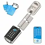 WELOCK U41PRO Smartes Türschloss Öffnen per Fingerabdruck Passwort WLAN App und RFID Karte USB-Ersatzentriegelung,Elektronisches Türschloss Haustür,Verstellbarer für 50-100mm EU-Profiltür