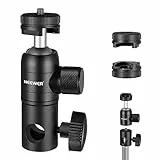 NEEWER Lichtstativ-Adapter mit Kaltschuh, 6,35 mm (1/4 Zoll) Mini-Kugelkopf, wendbare Montageplatte für Kamera-Monitor-Ringlicht, passend für Flachkopf/Galgenarm/C-Ständer, maximale Traglast 10 kg, 2