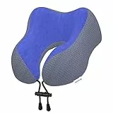 Yomisee Nackenkissen Flugzeug, Reisekissen Auto aus Memory Foam mit samtweichem Bezug, Nackenhörnchen Erwachsene für Reisen, Camping, Büro und Haus (Dunkelblau)