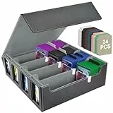 Aolso Sammelkarten-Aufbewahrungsboxen, Sammelkarten-Aufbewahrungsboxen für 1800+ Karten, PU Karten Deckbox, Kartendeck-Hülle, Aufbewahrungsbox für Magic Game-Karten(Asche)