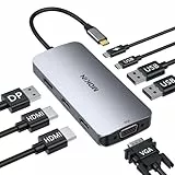 MOKiN USB C Docking Station 2 Monitor Dual HDMI Adapter with 2 HDMI, Display Port, VGA, 100W PD Charging, 2USB A 2.0, USB C 2.0 Ports for Dell XPS, HP, Lenovo