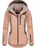 MARIKOO Damen Softshelljacke wasserdichte Funktionsjacke mit abnehmbarer Kapuze Mount-Cho-Oyu Rose Gr. XS
