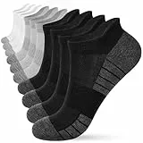 HIYATO 10 Paar Laufsocken Herren Damen, Atmungsaktive Sportsocken, Baumwolle Sneaker Socken Kurz (43-46, 4x Schwarz + 3x Weiß + 3x Grau)