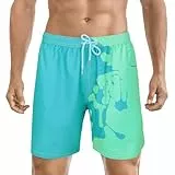 Farbwechselnde Badehose für Männer, Badehose für Herren, Sport schnell trocknend Temperatur empfindlich wechselnde Shorts (DE/NL/SE/PL, Alphanumerisch, L, Regular, Regular, Standard, Grün und Blau)