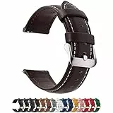 Fullmosa 12 Farben Uhrenarmband,20mm Vintage Lederarmband Ersatzrmbänder für Smartwatch und Universal-Uhr mit Edelstahl Schließe für Herren Damen,20mm Uhrband Dunkelbraun