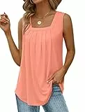 Aokosor Tank Tops Damen Sommer Ärmellose T Shirts Lockere Elegant Oberteile Square Basic Top Rosa L