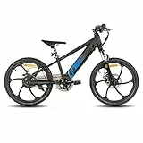 JOYSTAR 20 Zoll Elektrofahrrad für Kinder und Jugendliche ab 7 Jahren mit 250W bürstenlosem Motor, 6-Speichen-Fahrradräder, schwarz