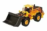 Majorette - Volvo Radlader – großes Baustellenfahrzeug für Kinder ab 3 Jahren (21,0 x 7,5 x 8,5 cm) – mit großer Schaufel und beweglichen Teilen, mit Licht & Sound, Gelb