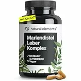 natural elements Mariendistel Leber Komplex - 120 Kapseln - mit Mariendistel, Cholin, Artischockenextrakt, Curcuma & Zink - Leberkur Hochdosiert, vegan, laborgeprüft und in Deutschland produziert