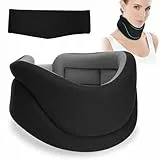 Senprity Nackenstütze, verstellbare Halskrause Nackenstütze für Schlaf, lindert Nackenschmerzen und Wirbelsäulenstress bietet Nackenstütze für Frauen und Männer (Schwarz, 8CM Tiefe Nackenstütze, L)